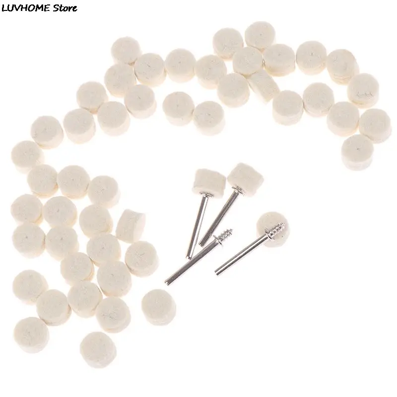 

50Pcs Grinding Polishing Pad Dremel Accessories 13mm Wool Felt Polishing Buffing Wheel+4Pcs 3.2 Mm Shanks For Rotary Tool