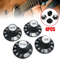 4pcsset black guitar control tone volume knobs silver top hat bell for gibson les paul for sg guitar accessories