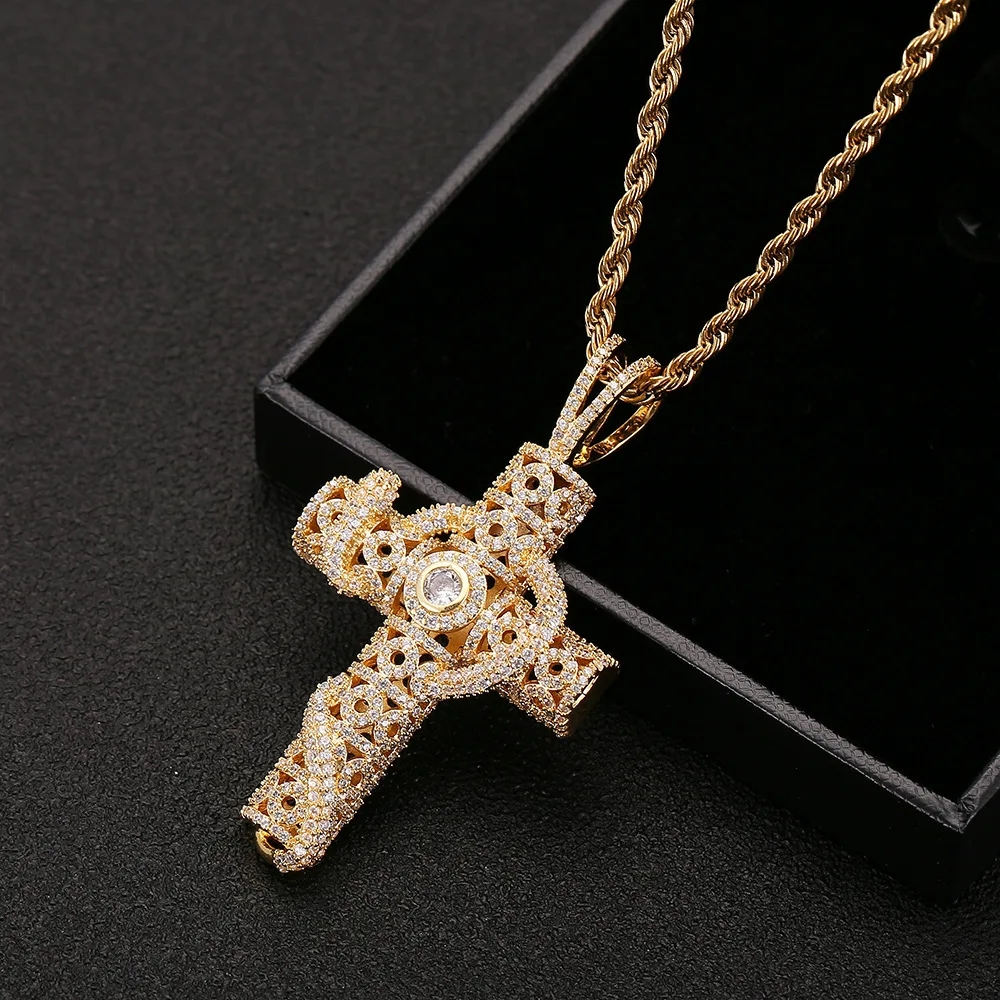 

Men Hip hop cross with snake pendant necklaces pave setting AAA Zircon male vintage Gothic cross necklace Hiphop jewelry gifts
