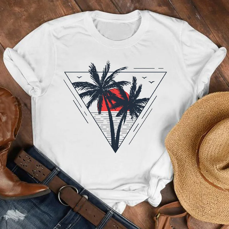 

Women Lady Wave Summer Autumn Vacation Geometric 90s Fashion Shirt Clothes Womens Top Female Print T Tshirt Tee Graphic T-shirt