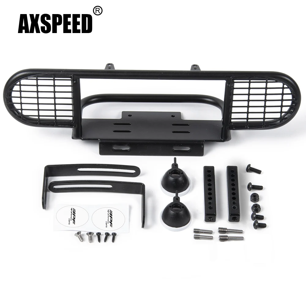 

AXSPEED металлический задний бампер со светодиодным абажуром для D90 1/10 RC Crawler Car Truck обновленные детали