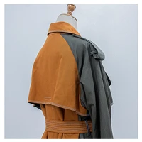 OLOMM Customize the jacket according to the color of the personality cotton Stitching Hit color Long trench coat