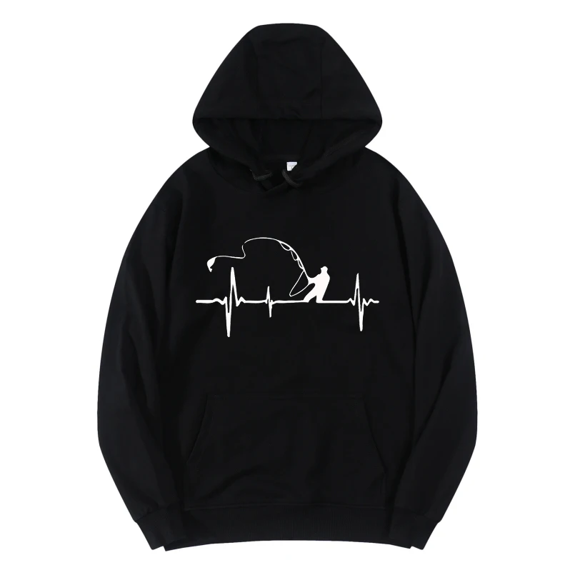 

Новинка, женские и мужские худи Sarcastic с рисунком рыбалки, свитшот, крутой пуловер в стиле хип-хоп с карманами и сердцебиением, толстовка унисекс, топ-туника