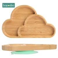 bopoobo bamboo baby plates with suction cartoon clouds bamboo feeding tableware stay put feeding plate childrens tableware