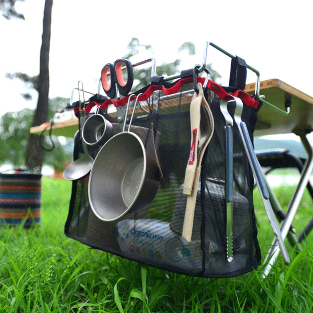Сетка с железной стойкой портативный органайзер для кемпинга/барбекю Сумка