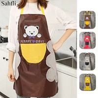little daisy cute bear household waterproof hand wiping kitchen apron antifouling adult bibs home aprons cooking accessories