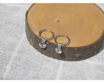 Серьги из стерлингового серебра 925 пробы, Модный Циркон, круглый короткий кулон, круглые серьги, тренд кости, дикие женские серебряные серьги, ювелирные изделия - Окраска металла: 1 pair silver 9 mm