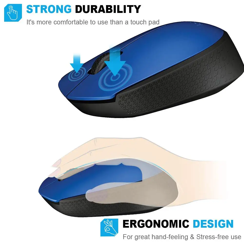 Мышь Logitech M170 Беспроводная с 3 кнопками 2 4 ГГц 1000 DPI|Мыши| |