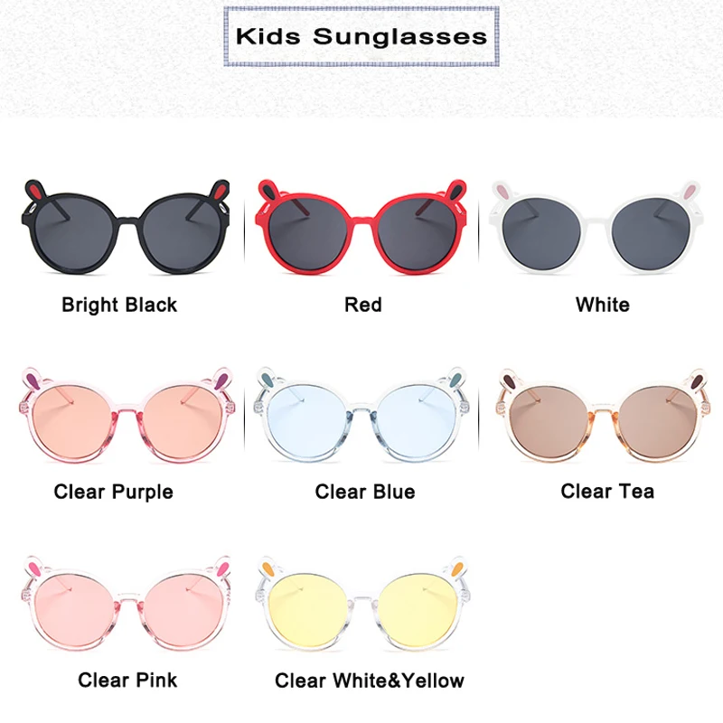 

LongKeeper Cute Kid Sunglasses Fashion Round Sun Glasses For Children Transparent Eyeware Boys Girls Goggle UV400 Travel Oculos