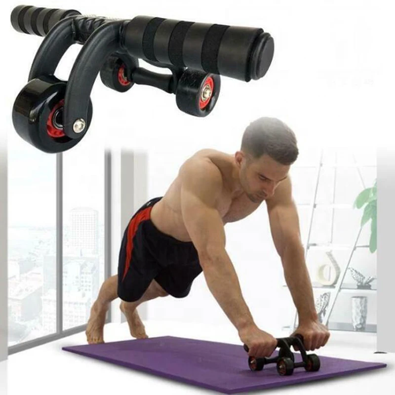 

JSYSX 3 Wheels Abdominal Workout Fitness Machine Multi-Functional Lightweight Portable Trainer AB Roller And Push Up Bar