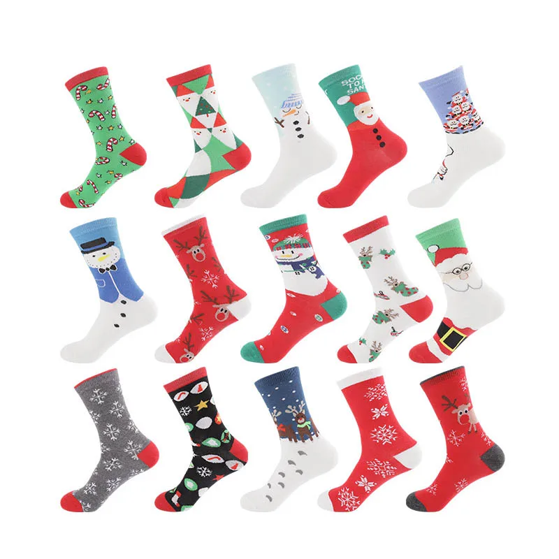 

Men Women Christmas Socks New Cartoon Santa Claus Snowflake ELK Gifts Pattern Happy Funny Sock New Year Xmas Cotton Socks Sokken