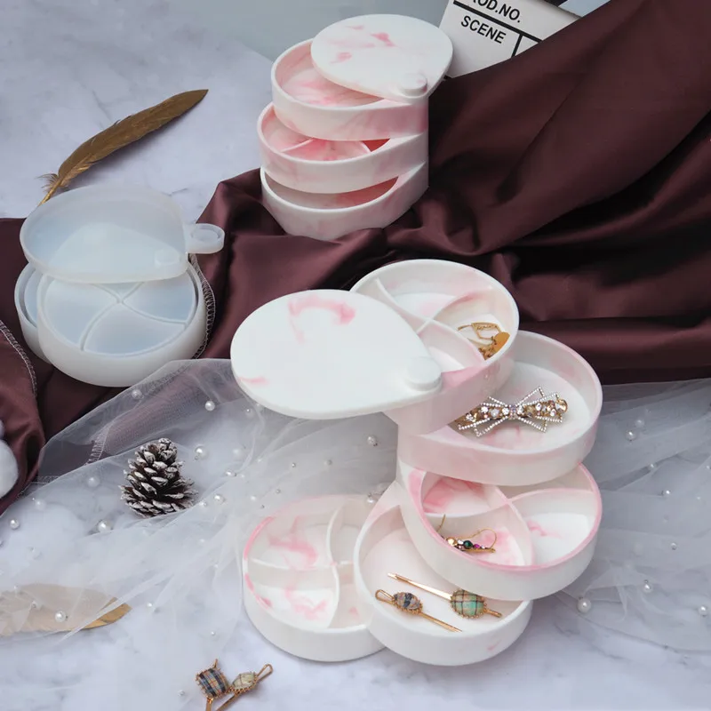 

Многослойный стеллаж для ювелирных изделий DIY, силиконовая форма для хранения в виде капли воды, вращающаяся шкатулка с перекрытием, прозра...