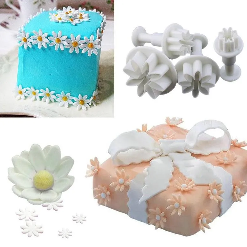 4 шт ромашка помадка для украшения торта формы печенье тиснение кухонной выпечки