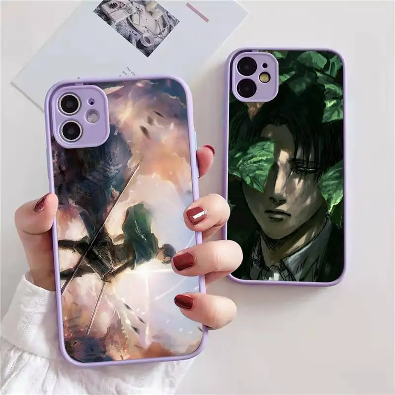 

Чехол для телефона Levi Attack on Titan для iphone 13 12 11 xr xs x 7 8 pro max, светло-фиолетовый мягкий силиконовый прозрачный чехол из ТПУ