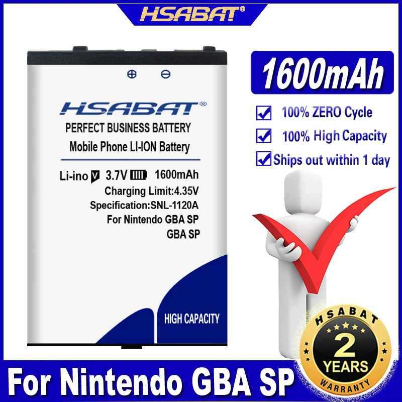 

HSABAT 1600mAh Top Battery for Nintendo Gameboy Advance GBA SP GBASP Batteries