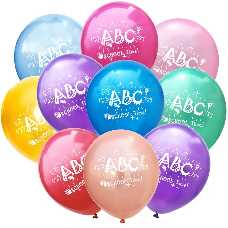 

10pcs 12inch Colorful Latex Back To School Balloons Letter ABC School Times Confetti Balloons Gold Globos Back To School Party