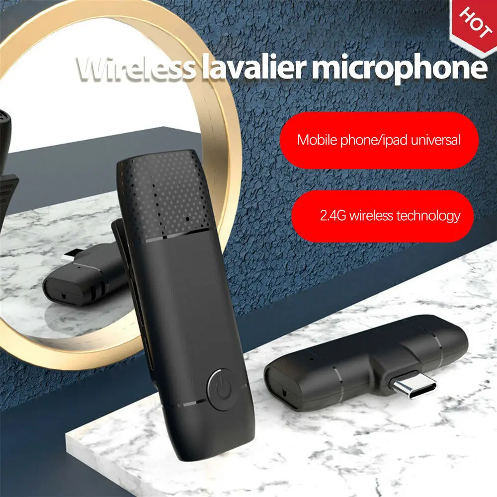

Беспроводной петличный микрофон, портативный микрофон для записи аудио и видео, мини-микрофон для IPhone, Android, живых игр, микрофон для камеры