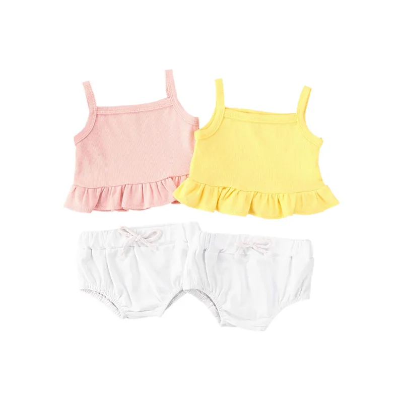 Новый брендовый комплект с шортами для новорожденных девочек топ на бретелях без