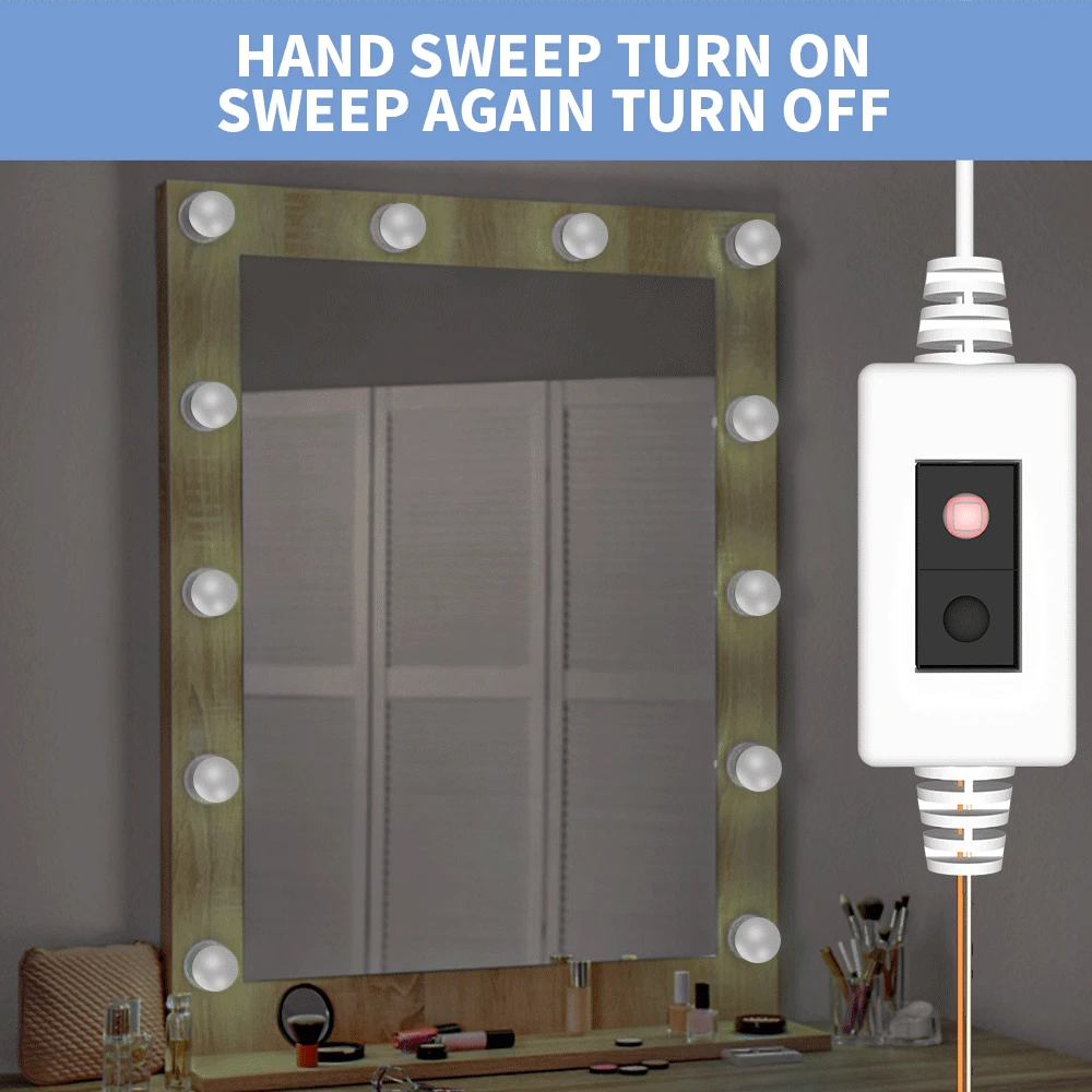 USB Hand Sweep Vanity Mirror Light Led Makeup Lamp 2 6 10 14Bulbs espejos tocador Dressing Table Beauty Bathroom Wall | Лампы и