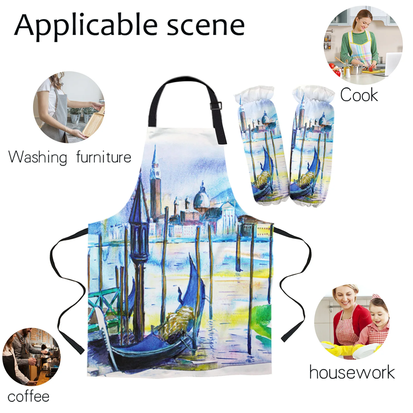 Building House Boat Watercolor Apron Kitchen Household Cleaning Barber Baking Accessories Aprons for Woman | Дом и сад
