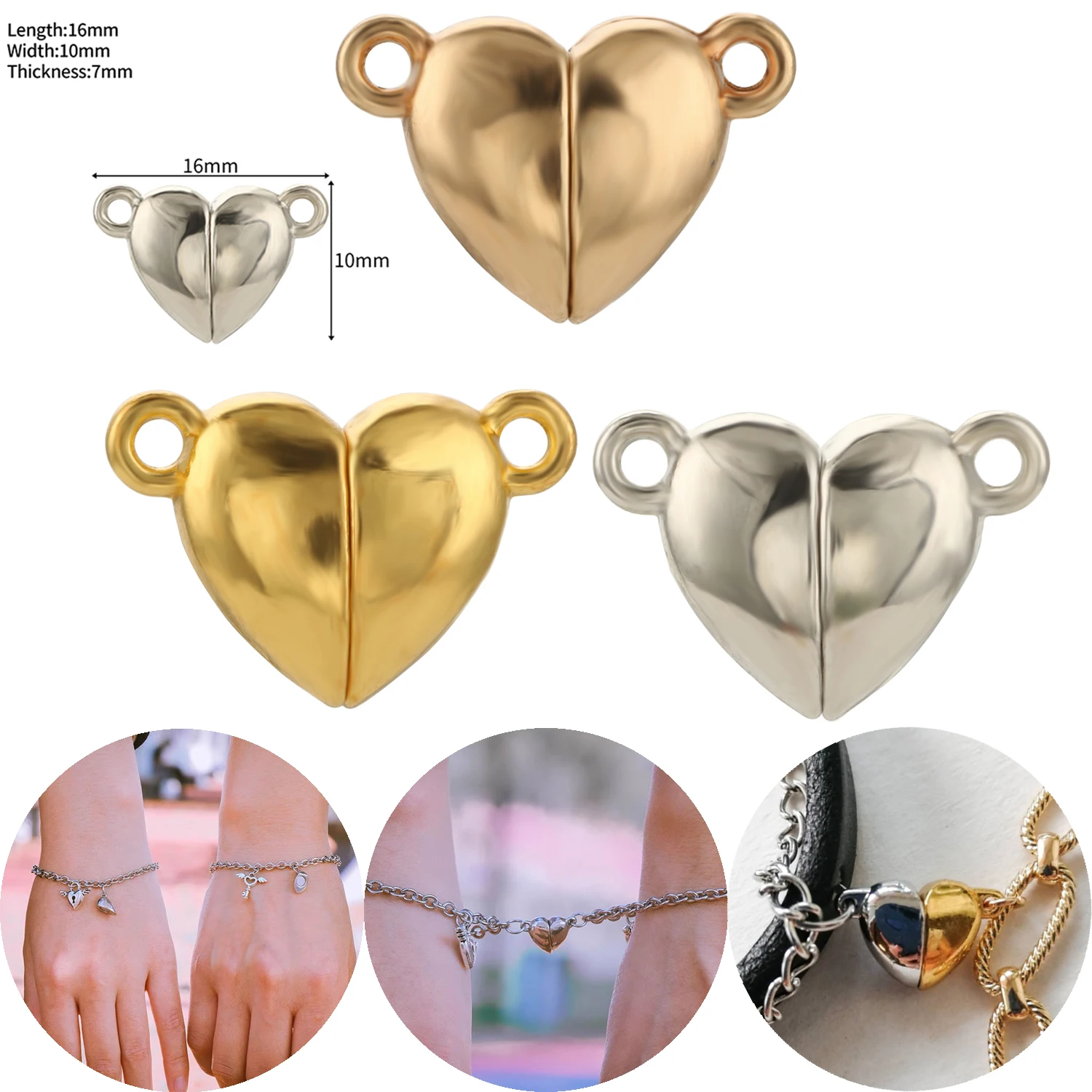 5 компл./лот матовая металлическая магнитная пряжка в форме сердца магнитные