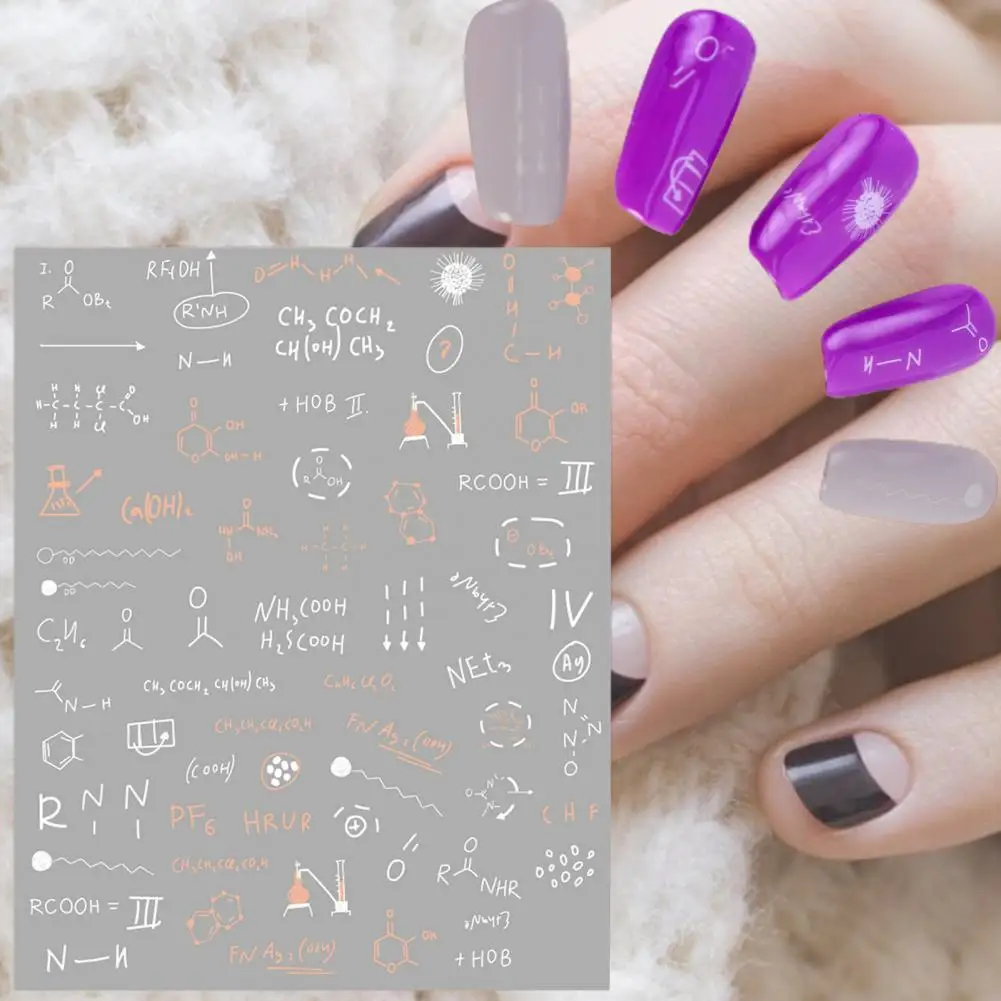 

7Pcs/Set Mathematical Symbol Nail Slider Back Glue Fashion Letter Symbol Nail Water Nail Art Transfer Decals Manicure Art Making