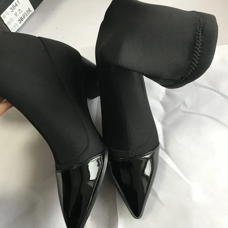 ASILETO большой размер 43 тянущиеся тканевые ботильоны заостренный носок молния