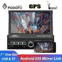 podofo 1 din 7 car radios gps autoradio android ios mirror link car multimedia player touch screen bluetooth usb fm aux stereo