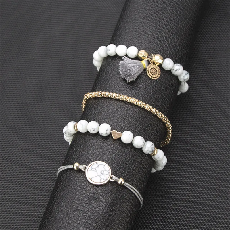 WWLB Fashion 2 Styles Mix Round Heart Wave LOVE Crystal Marble Charm Bracelets For Women Boho Tassel Bracelet Jewelry Wholesale | Украшения