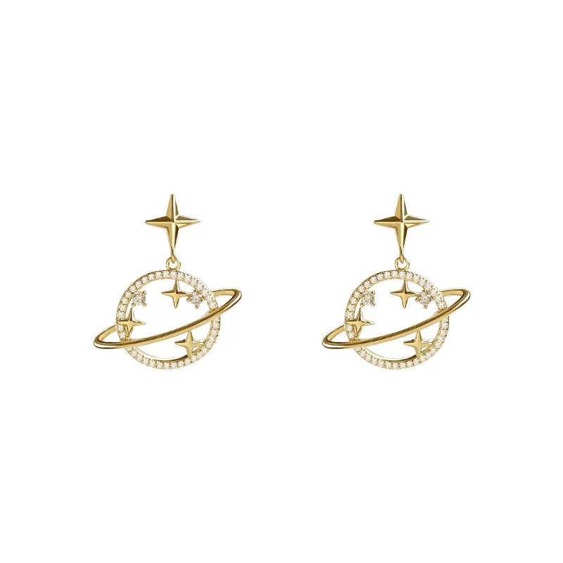 

POTCET Korea 2021 Fashion Trend Women's Temperament Planet Earrings Simple Geometric Trend Earrings 2021 Jewels Free Shipping