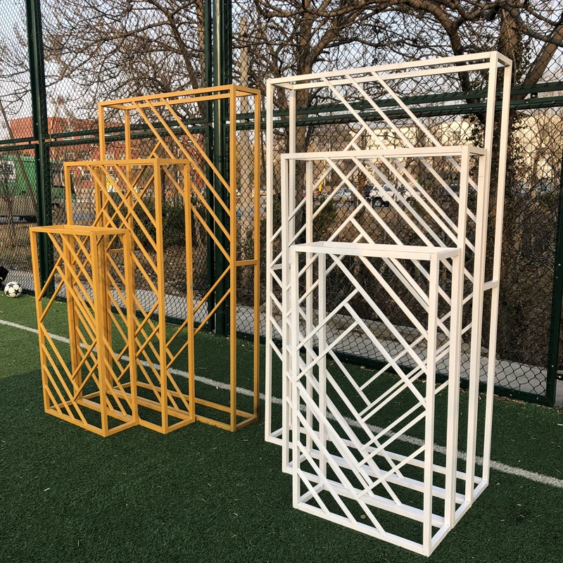 

HVAYI Diamond Wedding Arch Backdrop Props Wrought Iron Geometric Square Frame Party Stage Screen creative background Stand