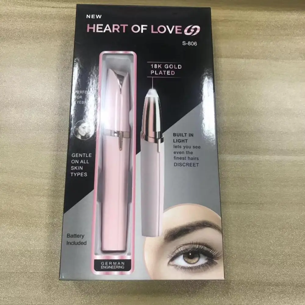 Rose gold-with box 1 шт., электрический триммер для бровей, макияж, безболезненный эпилятор для бровей, мини бритва, бритвы, портативное средство для удаления волос на лице - Цвет: Rose gold-with box