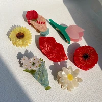 acetate hair claw clips geometric tulip flower mouth hands vintage ins medium size colorful clamps grab women hair accessories