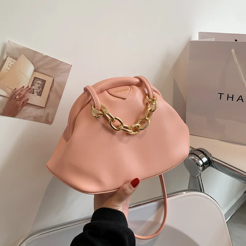 

Сумка женская через плечо, из 2021 кожи, однотонная, с толстой цепочкой