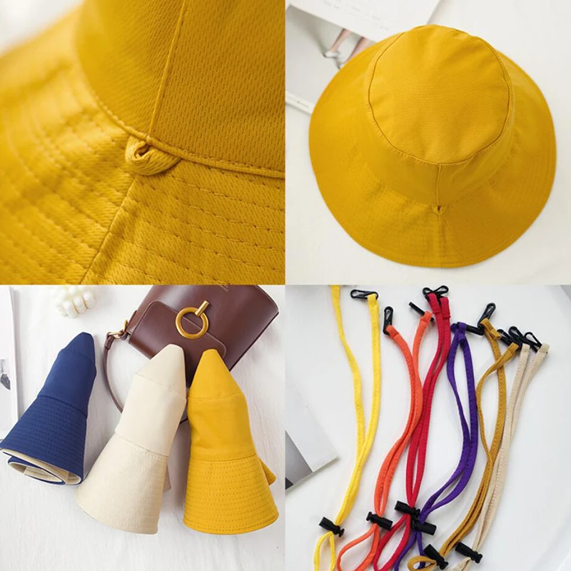 

New Bucket Hat Spring Summer Wide Brim Sun Visor Hats Women Panama Caps Two-Side Wear Foldable Portable Outdoor Bucket Cap