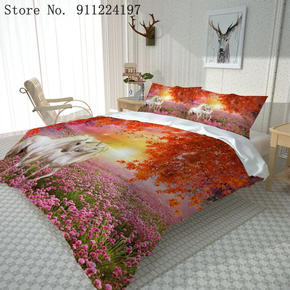 3D печати пододеяльник Белая лошадь Стёганое одеяло крышки Твин Полный Queen