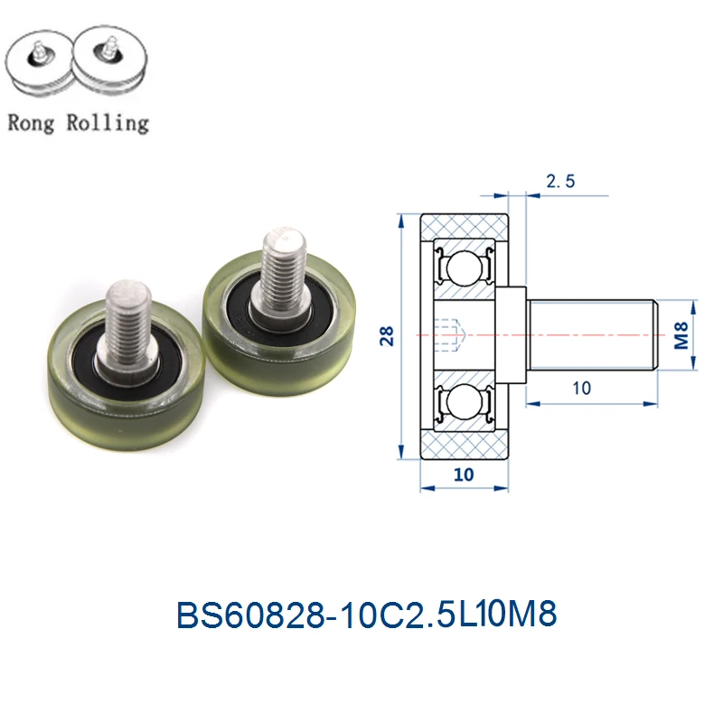 Наружный диаметр 28 мм с толщиной 10 PU материал покрытием подшипника шкив ящика