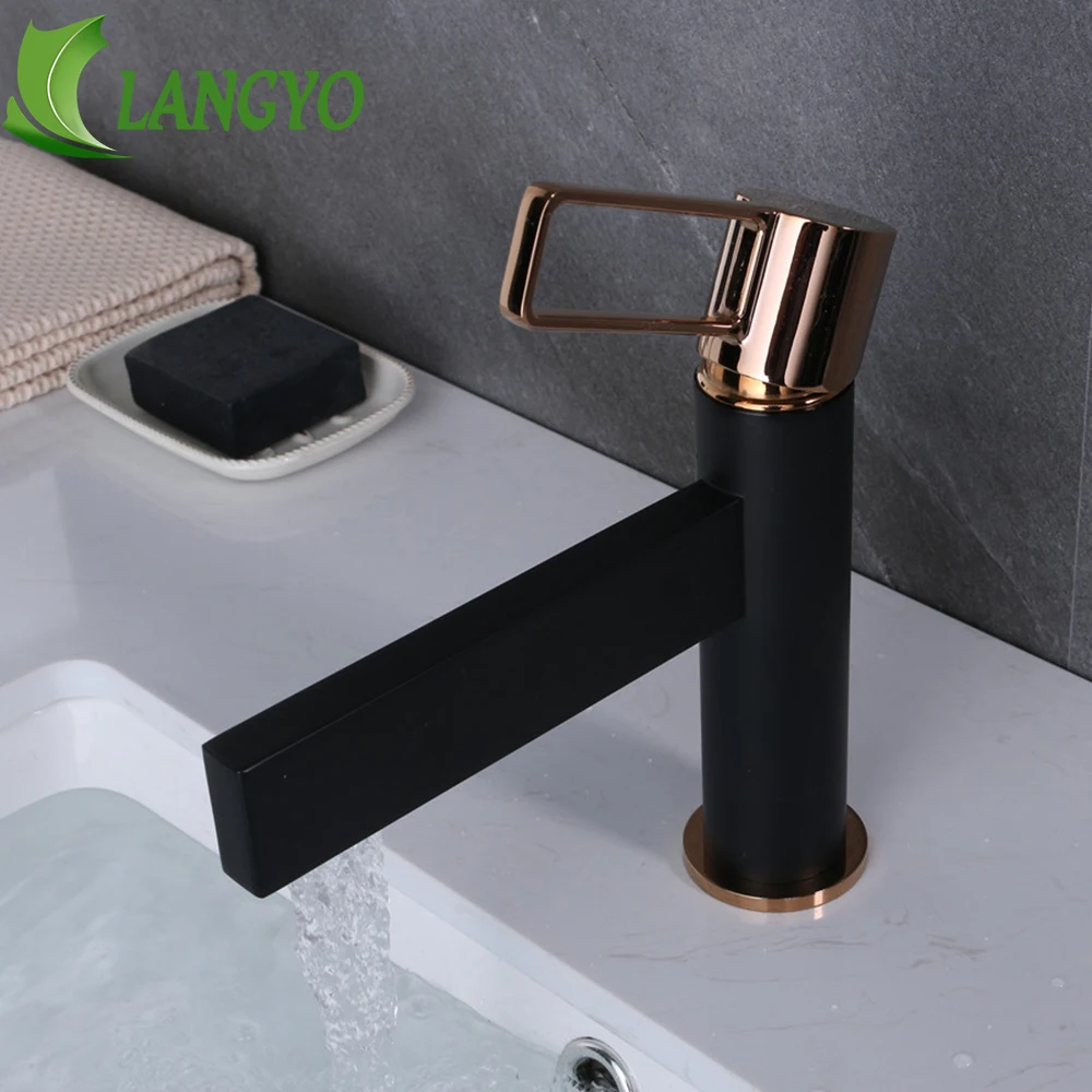 

LANGYO Vessel Basin Waterfall Spout Faucet Mixer Single Handle Hole Taps Deck Mounted Widespread Brass Faucets