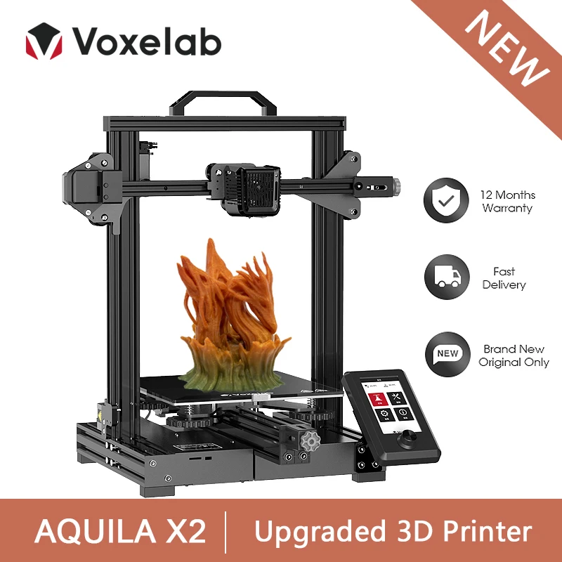 3D-принтер Voxelab Aquila X2 с возобновлением печати открытым исходным кодом стеклянная