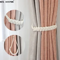 1pc curtain holder cilp handwork white woven cotton magnet curtain tieback buckle rope holdback drapery home decoration