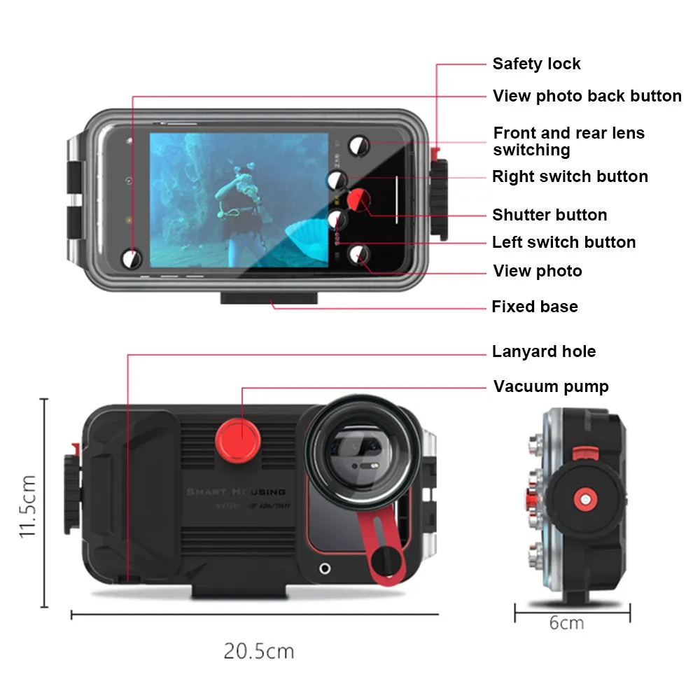 

For HUAWEI P30/ MATE 30/ P20 PRO /P30 PRO /MATE 20 PRO/MATE 30 PRO Protection Waterproof Case Cover 60M/195ft Underwater Diving