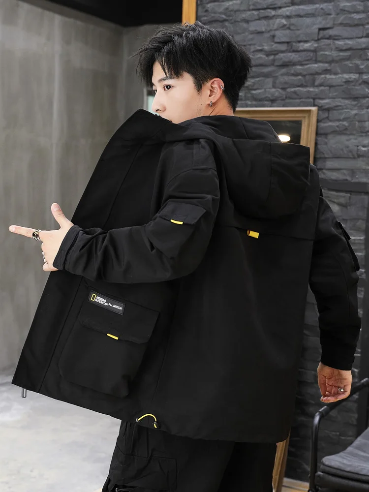 

Men's Coat Spring Plus Velvet Young Boys Jacket Men's Wear Yellow Coats Outdoor Fashion Street Clothes Big Bestselling GG50jk