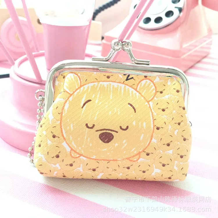 disney стежка мультфильм сумка для хранения монет pu кошелек прекрасный ключ мешок монет подвеска держатель дело