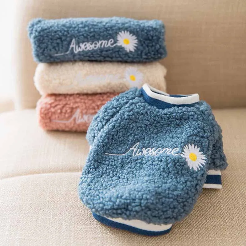 

Новая осенне-зимняя одежда для собак с двумя ногами теплая одежда с вышивкой Тедди с хлопковой подкладкой для маленьких и средних собак и ко...