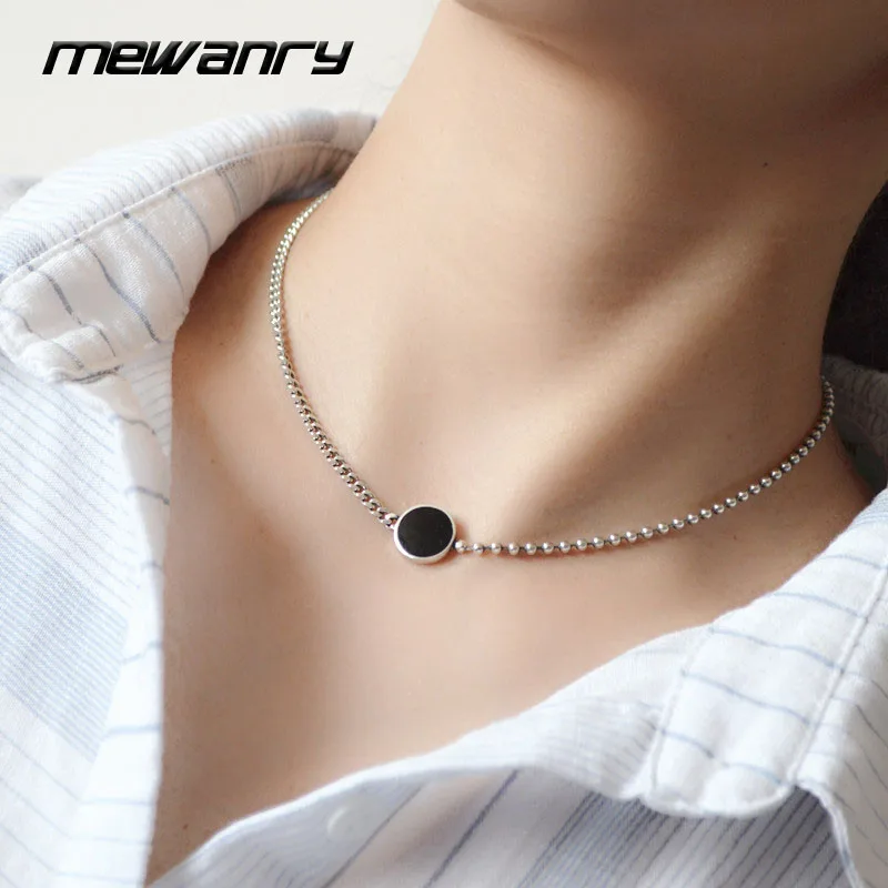 

Mewanry Silver Color Clavicle Chain Necklace New Trendy Vintage Couples Black Geometric Punk Party Jewelry Gift Wholesale