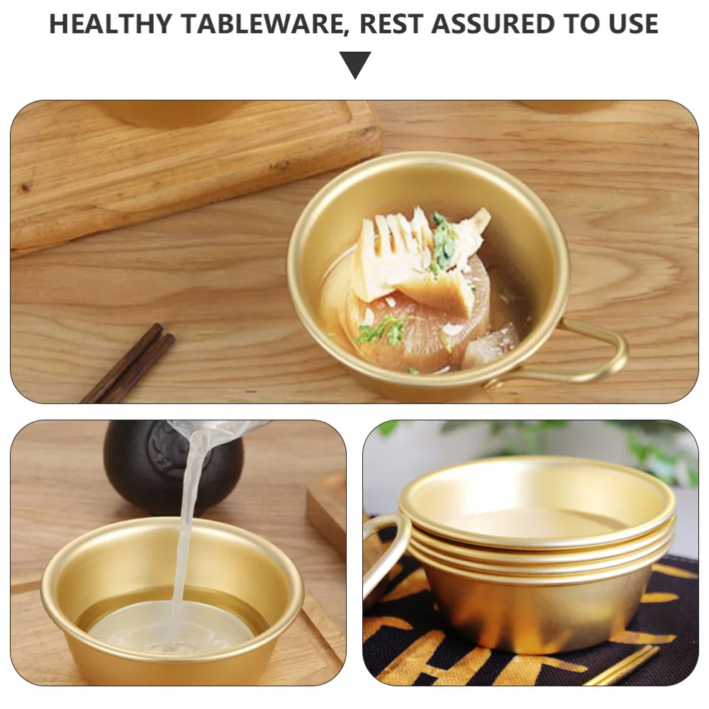 

2 Pcs Household Soup Bowls Drink Bowls Cold Bowls without Handle (Golden)