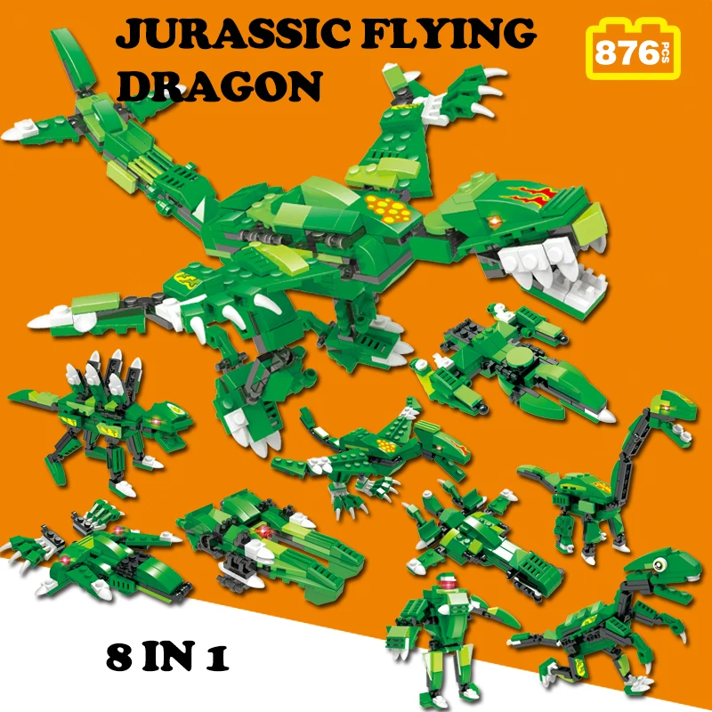 Конструктор Hipac динозавр летающий дракон подарки для мальчиков игрушки детей