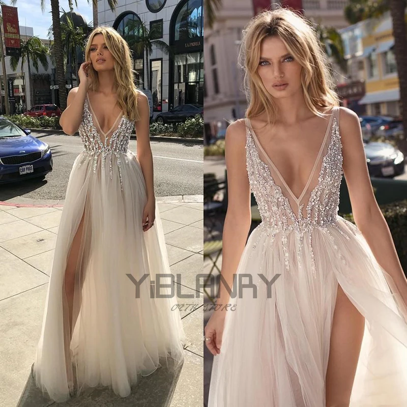 

YILIBERE Lace Wedding Dress Short Sleeve O-Neck Plus Size Luxury Lace Appliques Tulle Cathedral Train Robe Fluffy skirt