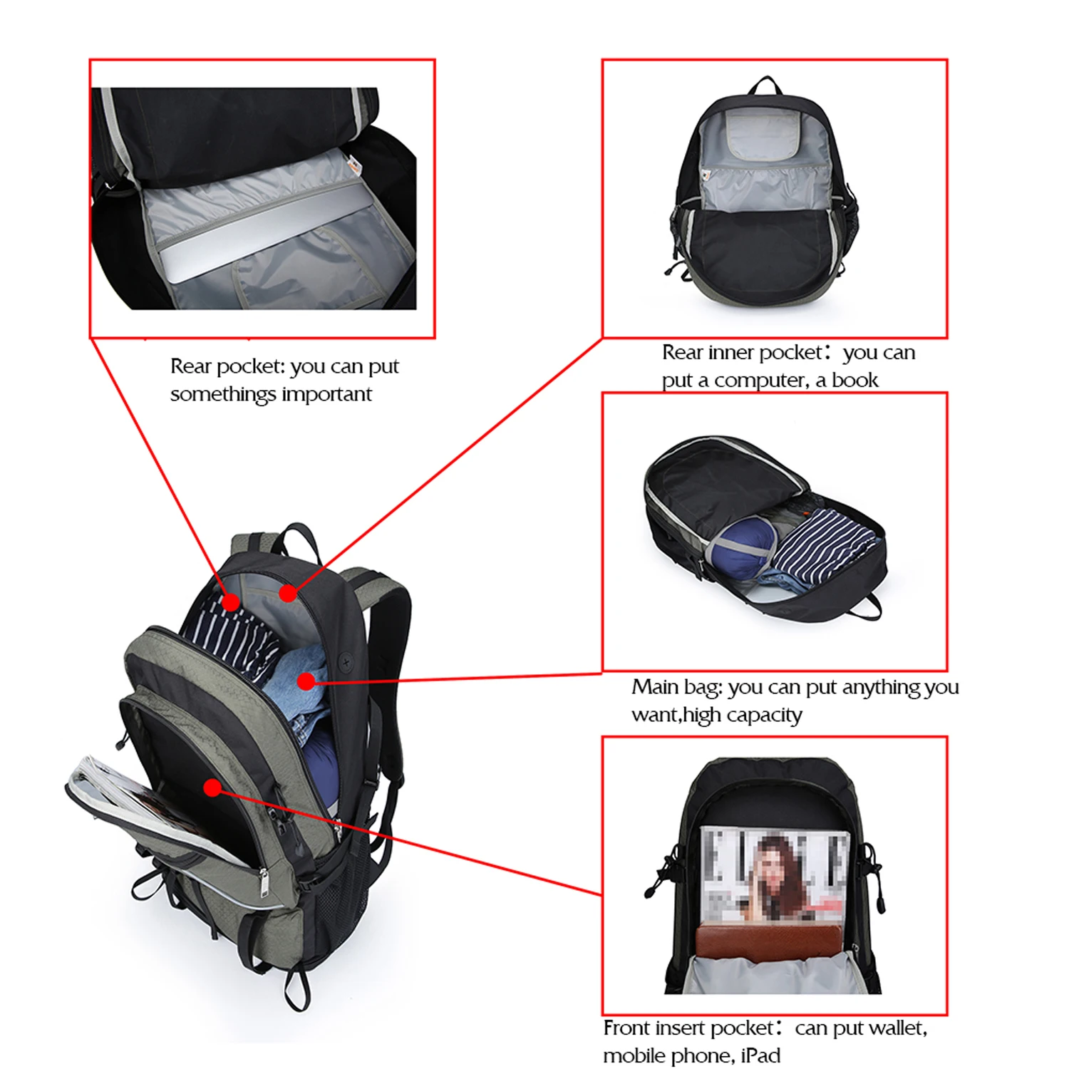 Рюкзак NEVO RHINO 55L для занятий спортом на открытом воздухе, походов, походов, рюкзаков, рюкзаков для кемпинга, туристический рюкзак, сумка