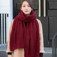 korean version of woolen scarf women winter thickening long pure color wild scarf autumn and winter knitted warmth